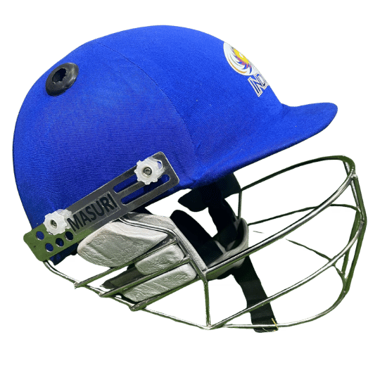 Mumbai Indians helmet with an illustrative side sponsorship placement